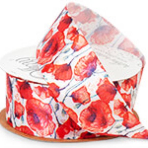 Poppy Flowers Offray Ribbon, 1-1/2" x 10 yards - Picture 1 of 3